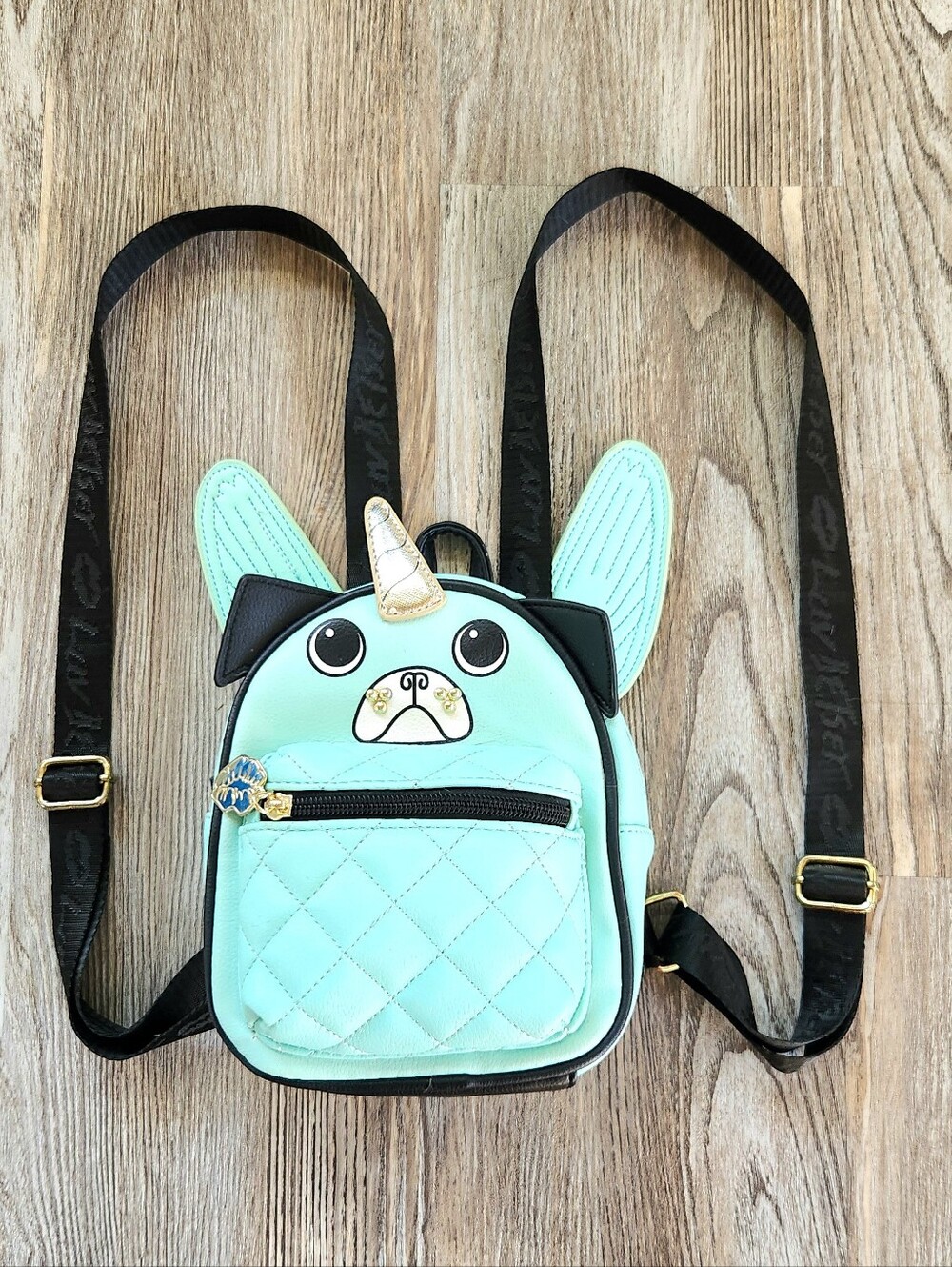 Luv Betsey Johnson Unipug Mini Backpack Mint Green Unicorn Quilted Novelty